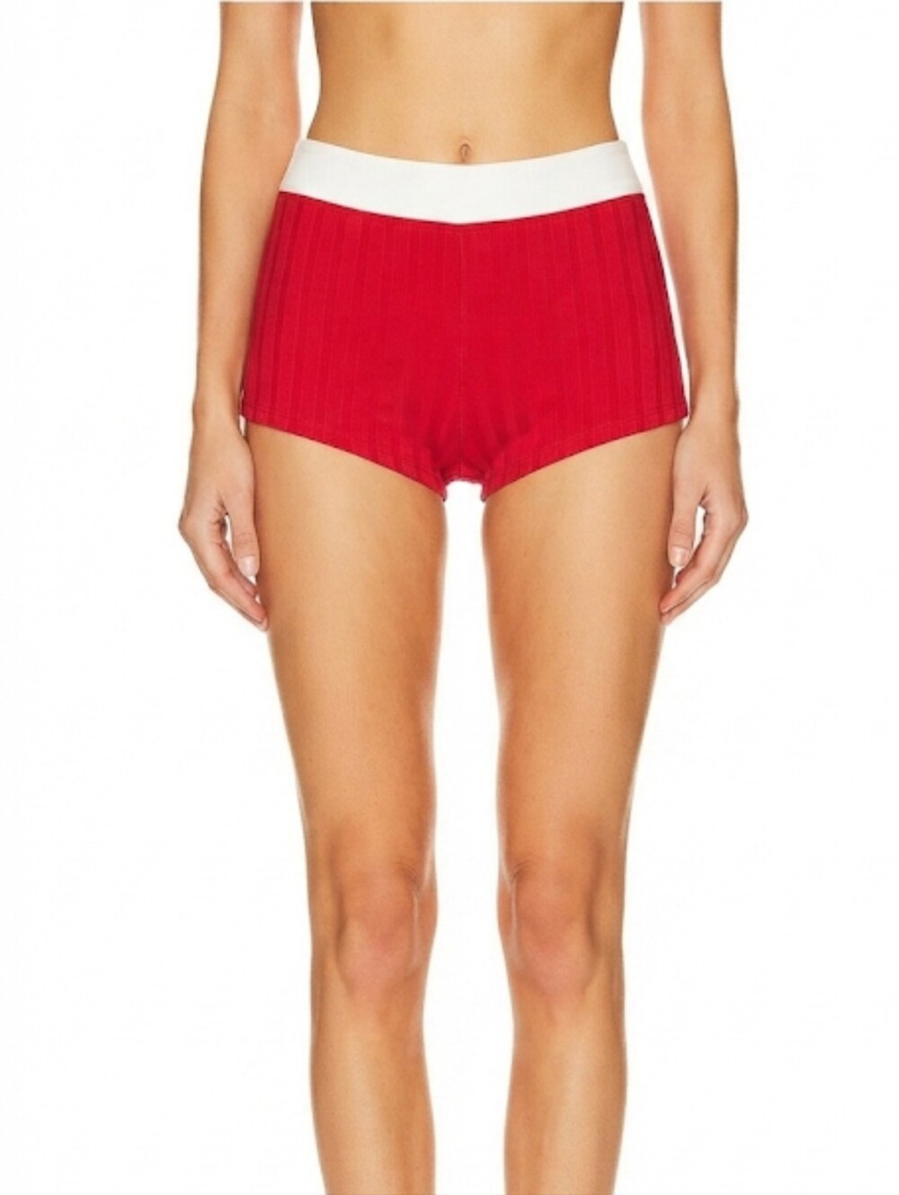 KYA Kati Red Ribbed Swim Shorts Size Large NWOT Made In USA